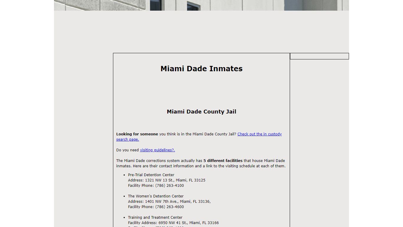 Miami Dade Inmates: Find An Inmate Currently In Custody