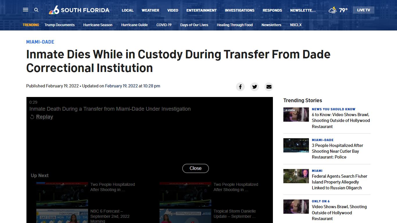 Inmate Death During Transfer From Miami-Dade Under Investigation – NBC ...